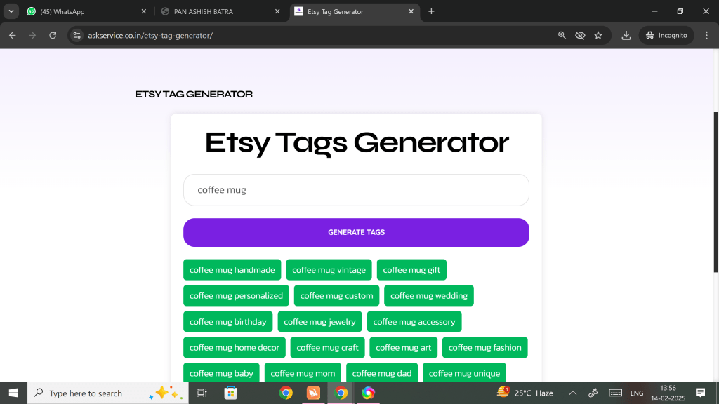 Etsy Tag Generator