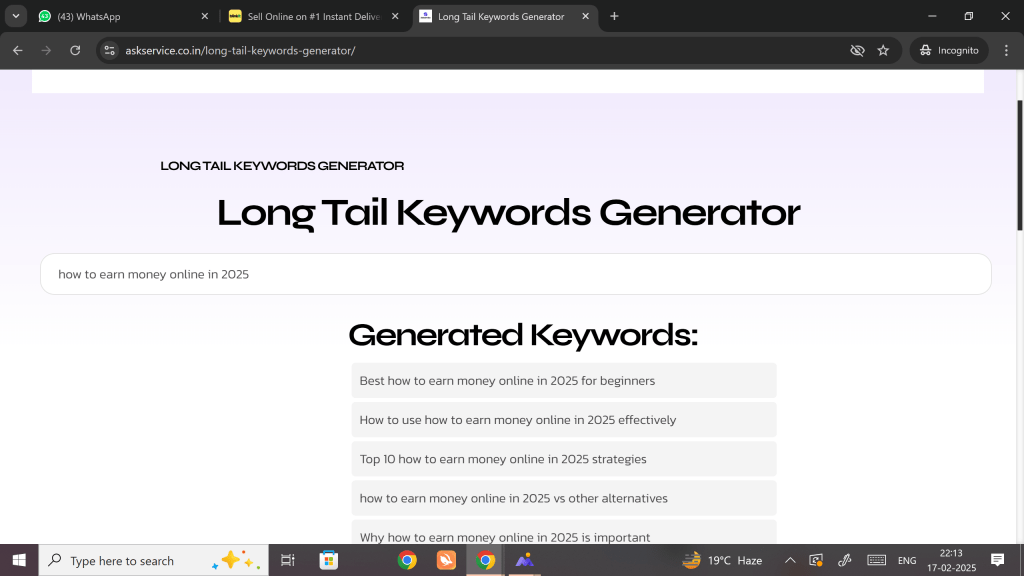 Long Tail Keywords Generator 