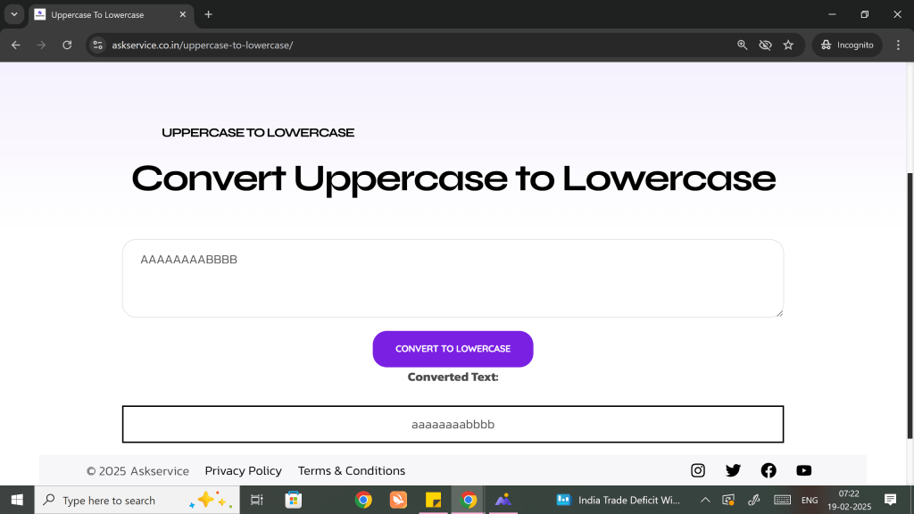 Uppercase to Lowercase